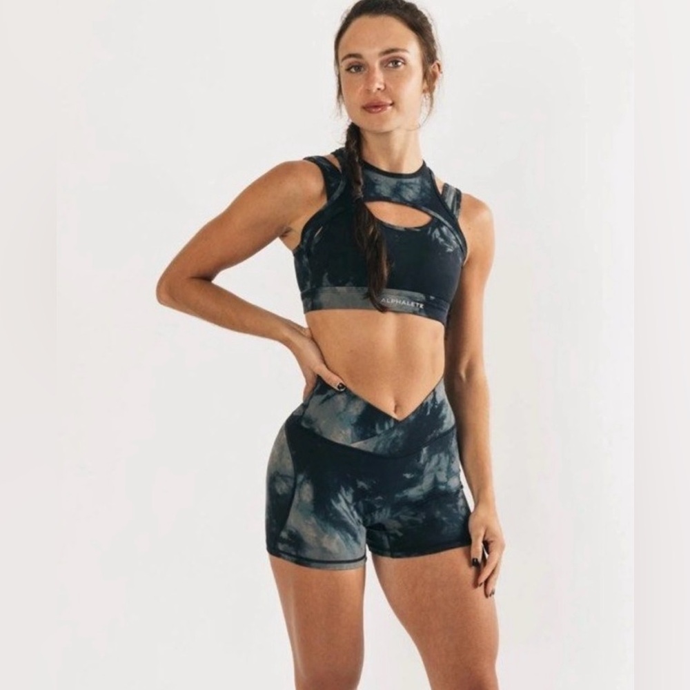 Alphalete surface power shorts: black oil stain